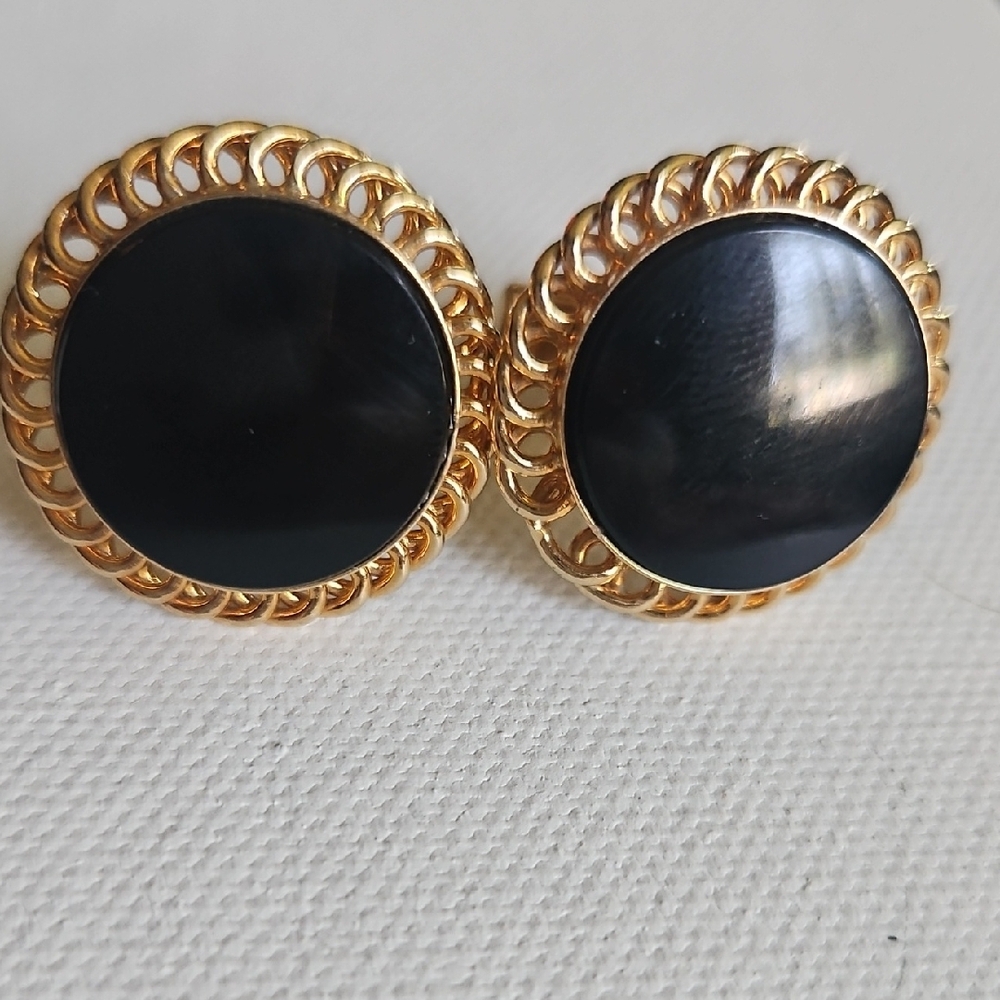Sophisticated Gold and Black Cufflinks